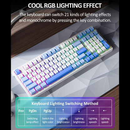Lenovo GK10 RGB 98 Keys Three Modes Wireless Mechanical Keyboard, Tea Axis, Red Axis, Blue Axis