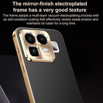 Electroplated Frame Litchi Texture PC + TPU Vegan Leather Phone Case, For Realme Neo8 5G
