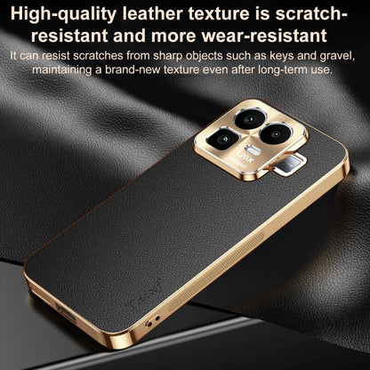 Electroplated Frame Litchi Texture PC + TPU Vegan Leather Phone Case, For Realme Neo8 5G