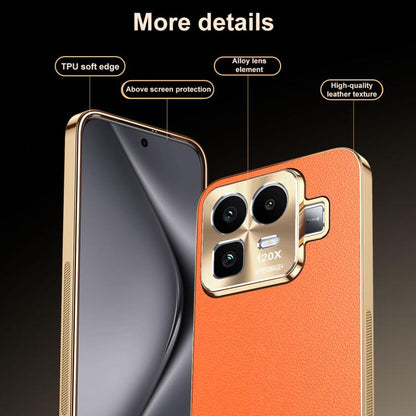 Electroplated Frame Litchi Texture PC + TPU Vegan Leather Phone Case, For Realme Neo8 5G