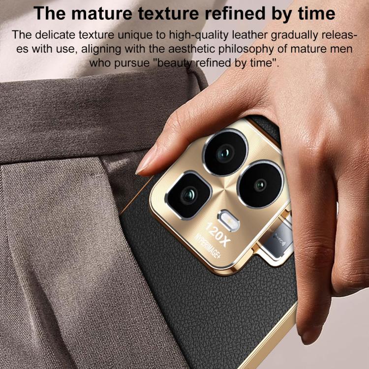 Electroplated Frame Litchi Texture PC + TPU Vegan Leather Phone Case, For Realme Neo8 5G
