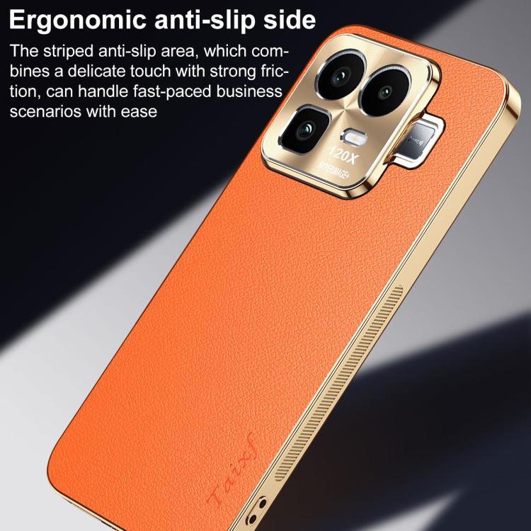 Electroplated Frame Litchi Texture PC + TPU Vegan Leather Phone Case, For Realme Neo8 5G
