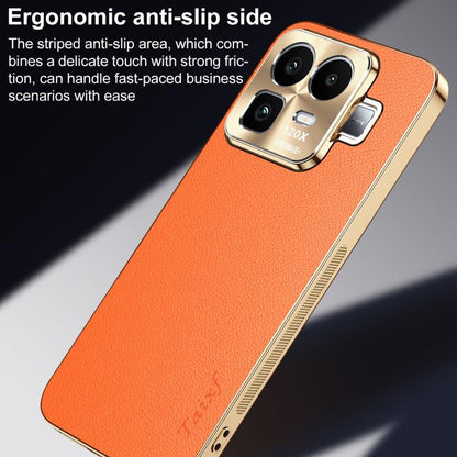 Electroplated Frame Litchi Texture PC + TPU Vegan Leather Phone Case, For Realme Neo8 5G