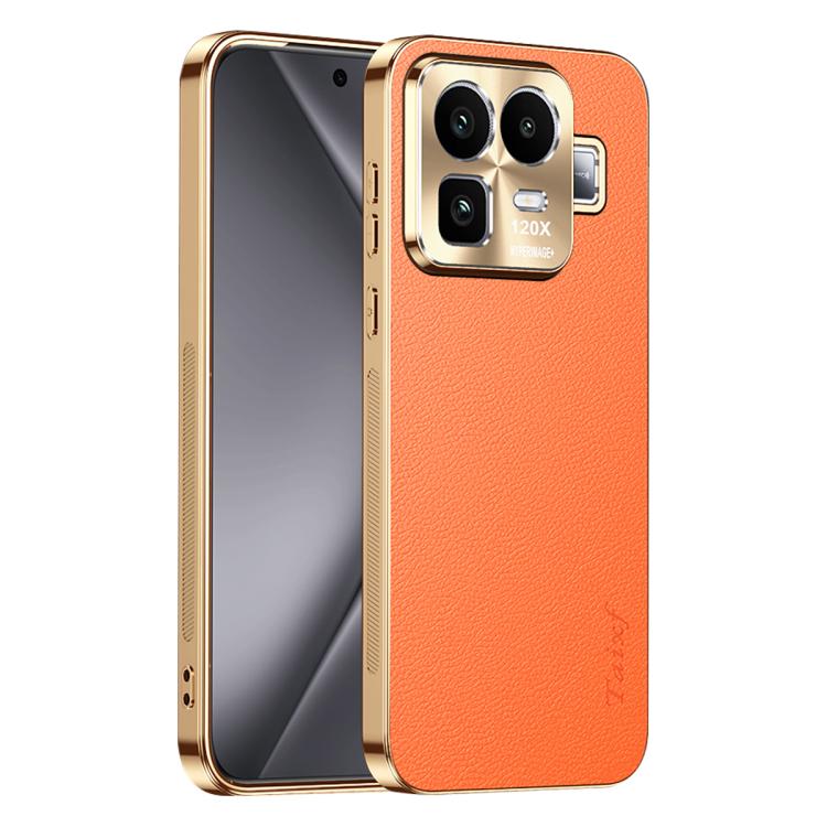Electroplated Frame Litchi Texture PC + TPU Vegan Leather Phone Case, For Realme Neo8 5G