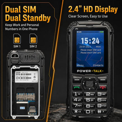 HP219 IP68 Rugged Phone, 2.4 inch, SC6531E, Network: 2G, BT, FM, SOS, Torch, EU Plug, US Plug, UK Plug