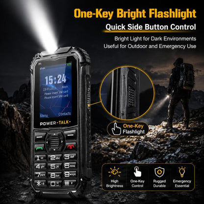 Téléphone robuste HP219 IP68, 2,4 pouces, SC6531E, Réseau : 2G, BT, FM, SOS, Lampe de poche, prise EU, prise US, prise UK