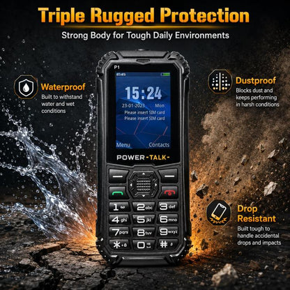 Téléphone robuste HP219 IP68, 2,4 pouces, SC6531E, Réseau : 2G, BT, FM, SOS, Lampe de poche, prise EU, prise US, prise UK