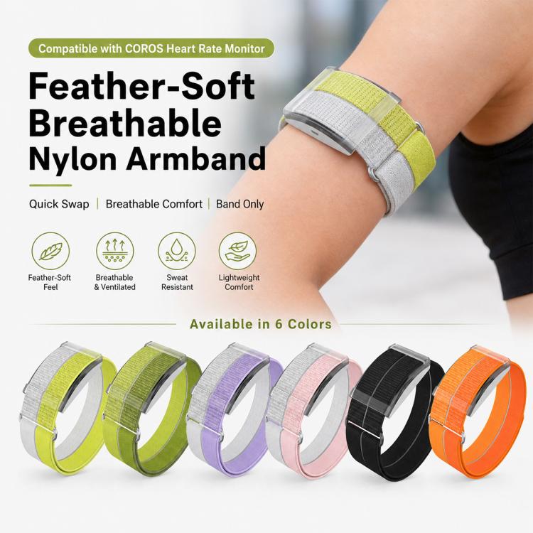 For COROS Heart Rate Monitor xDfind Metal Buckle Feather Yarn Breathable Nylon Quick-release Watch Band, S Wrist Circumference 135-170mm, L Wrist Circumference 170-235mm