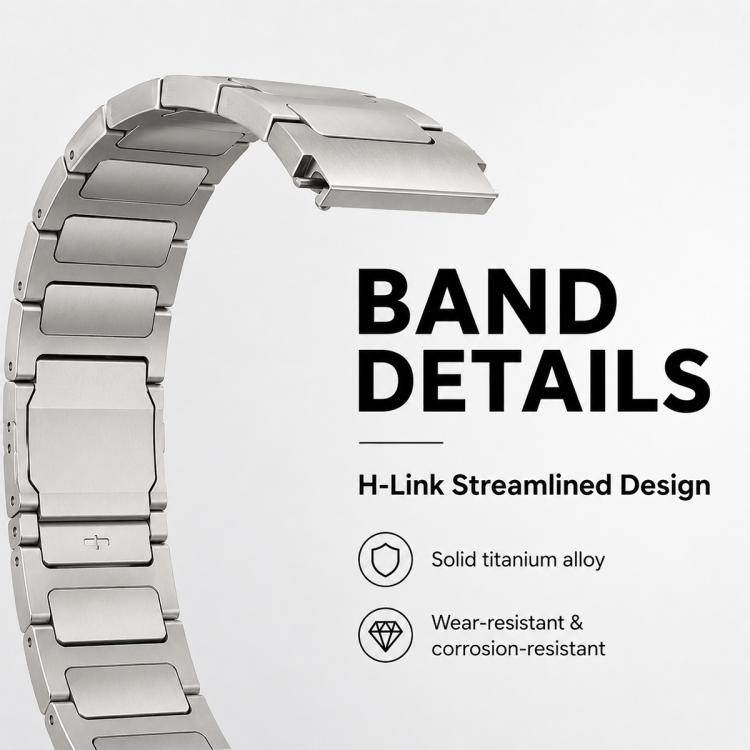 xDfind I-shaped Magnetic Buckle Pure Titanium Watch Band, 22mm