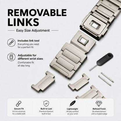 xDfind I-shaped Magnetic Buckle Pure Titanium Watch Band, 22mm