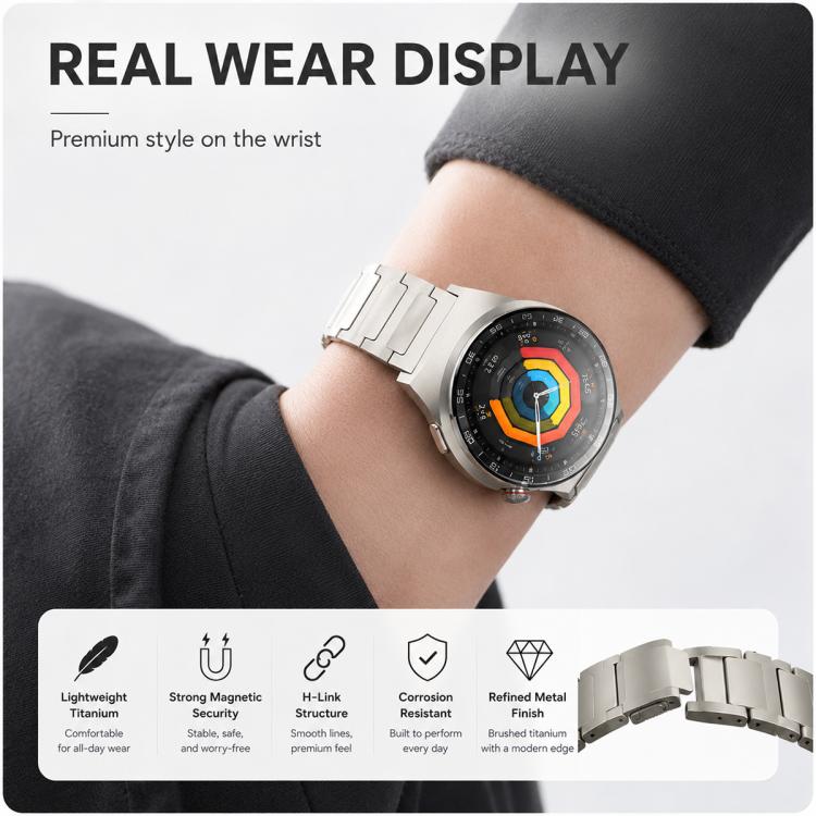xDfind I-shaped Magnetic Buckle Pure Titanium Watch Band, 22mm