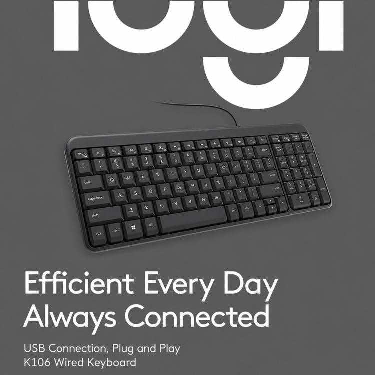 Logitech K106 USB Waterproof Splash Wired Keyboard, K106