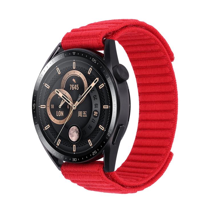 Wave Textured Nylon Hook And Loop Fastener Watch Band, For Garmin 22mm