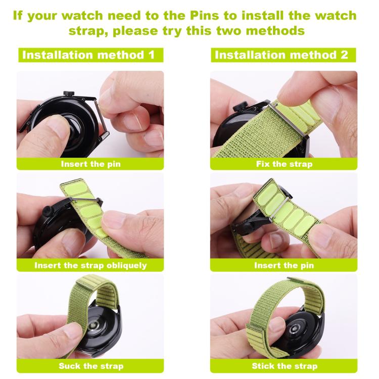 Wave Textured Nylon Hook And Loop Fastener Watch Band, For Garmin 22mm