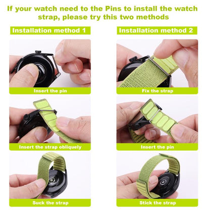 Wave Textured Nylon Hook And Loop Fastener Watch Band, For Garmin 22mm
