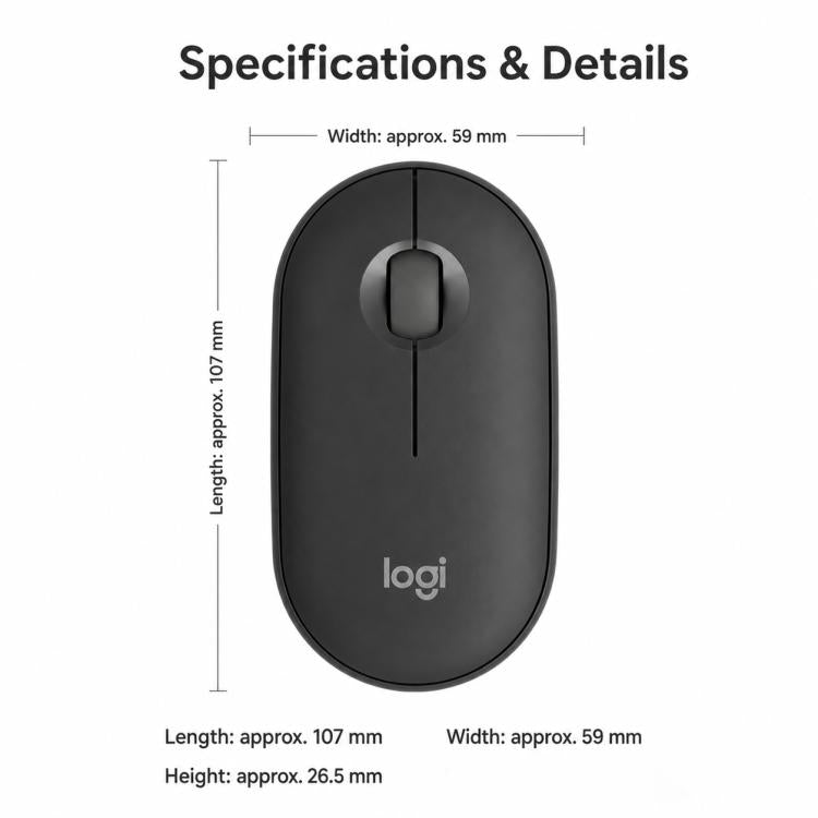 Logitech PEBBLE 2.0 M350S 4000DPI Ultra-Thin Dual-Mode Wireless Bluetooth Mouse