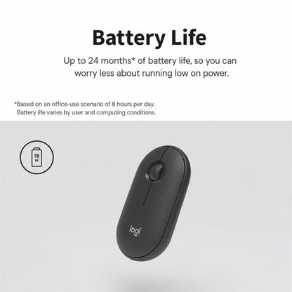 Logitech PEBBLE 2.0 M350S 4000DPI Ultra-Thin Dual-Mode Wireless Bluetooth Mouse