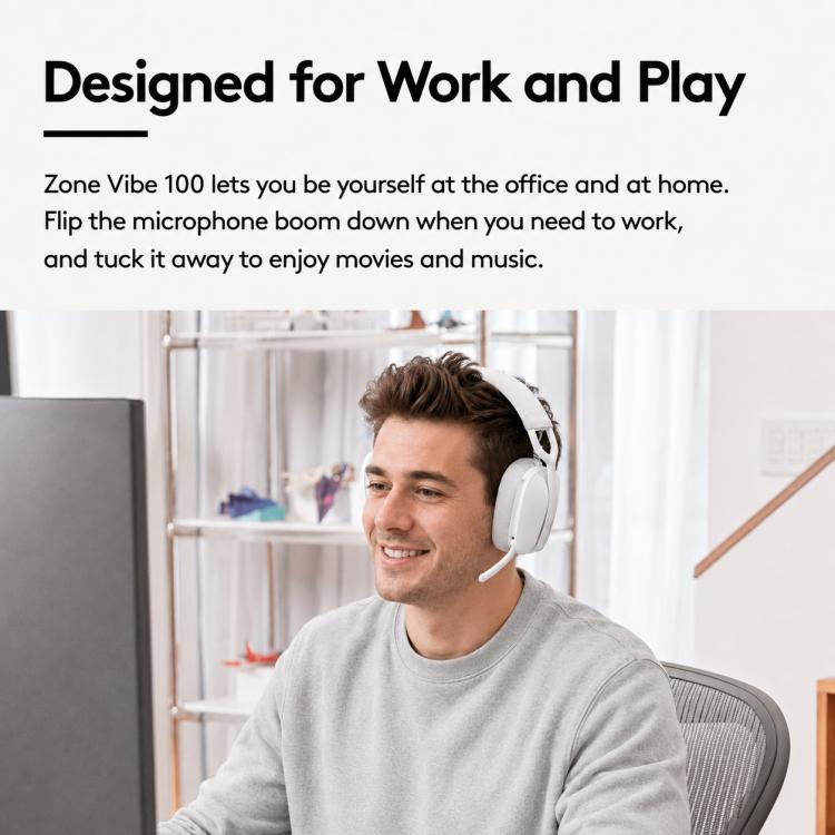 Logitech Zone Vibe 100 Wireless Gaming Headset with Mic