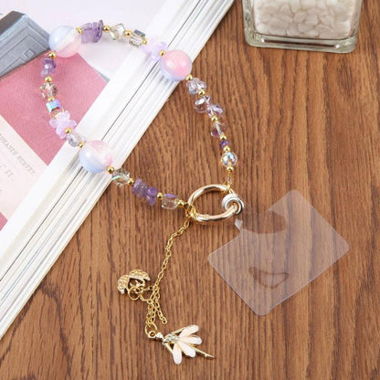 Swans Dancer Beaded Phone Charm Wrist Strap with Tether Pad for Women Girls