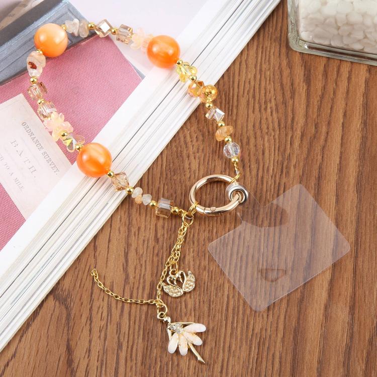 Swans Dancer Beaded Phone Charm Wrist Strap with Tether Pad for Women Girls