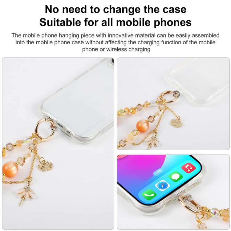 Swans Dancer Beaded Phone Charm Wrist Strap with Tether Pad for Women Girls
