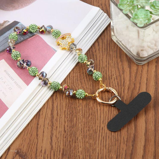 Rocking Horse Beaded Phone Wrist Strap with Tether Pad for Women Girls