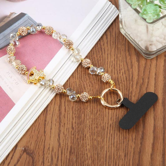 Rocking Horse Beaded Phone Wrist Strap with Tether Pad for Women Girls