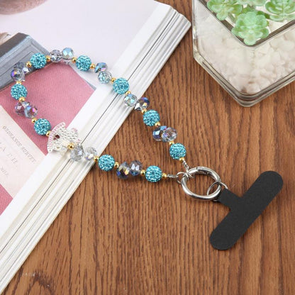 Rocking Horse Beaded Phone Wrist Strap with Tether Pad for Women Girls