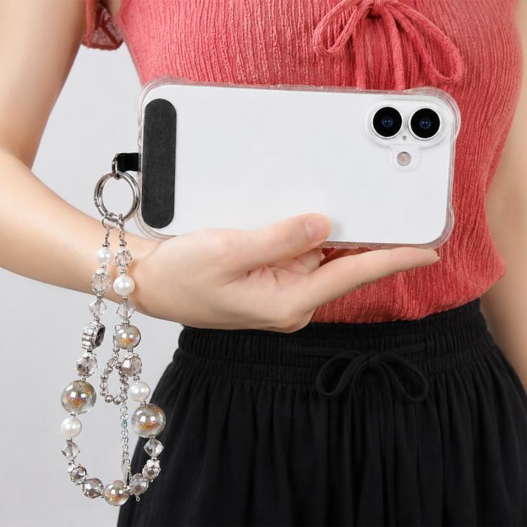 Feather Tassel Beaded Phone Charm Wrist Strap with Tether Pad for Women Girls