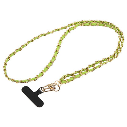 Adjustable Crossbody Phone Lanyard Faux Leather Metal Chain with Tether Pad, 120cm
