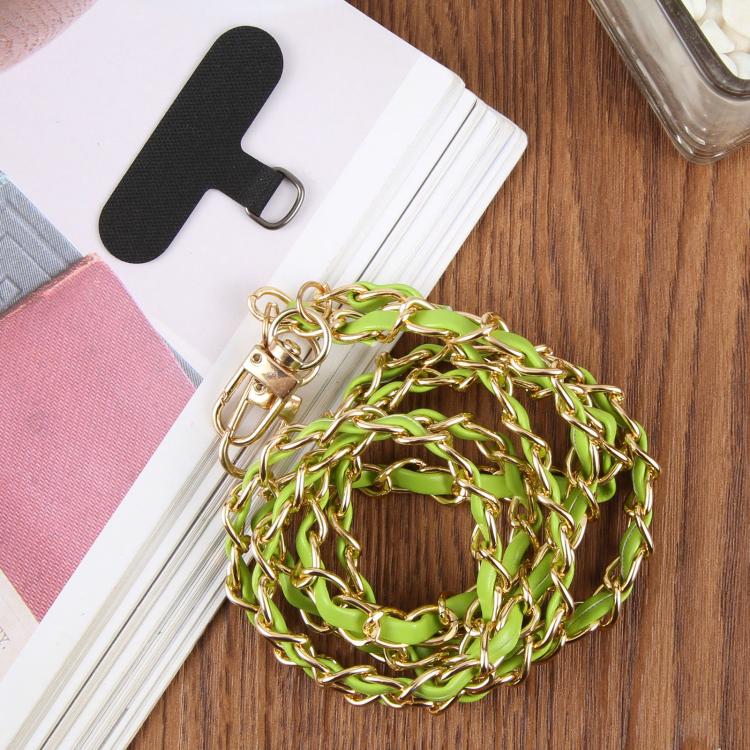 Adjustable Crossbody Phone Lanyard Faux Leather Metal Chain with Tether Pad, 120cm