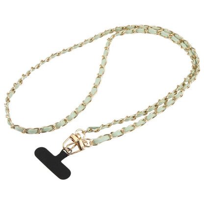 Adjustable Crossbody Phone Lanyard Faux Leather Metal Chain with Tether Pad, 120cm