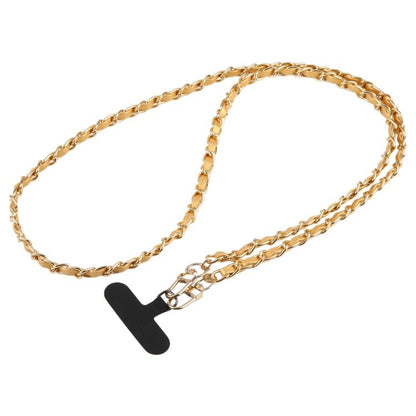Adjustable Crossbody Phone Lanyard Faux Leather Metal Chain with Tether Pad, 120cm