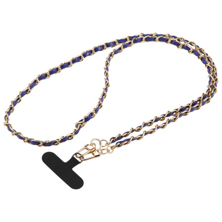 Adjustable Crossbody Phone Lanyard Faux Leather Metal Chain with Tether Pad, 120cm