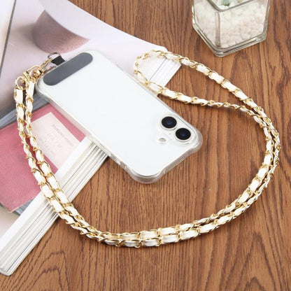 Adjustable Crossbody Phone Lanyard Faux Leather Metal Chain with Tether Pad, 120cm