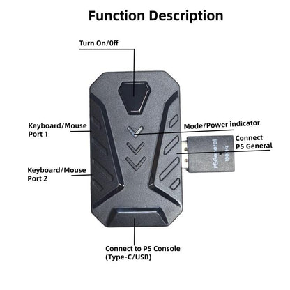 HXSJ Master-P5+V100+A867 Gaming Keyboard and Mouse Adapter Set for PS5, Master-P5+V100+A867
