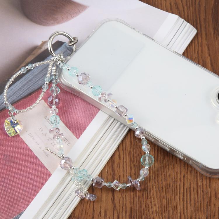 Flat Disc Beaded Phone Charm Wrist Strap with Tether Pad for Women Girls