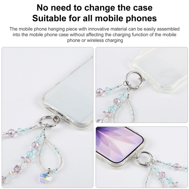 Flat Disc Beaded Phone Charm Wrist Strap with Tether Pad for Women Girls