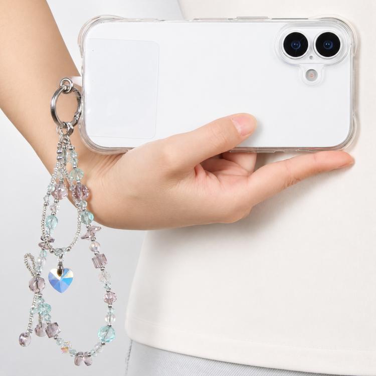 Flat Disc Beaded Phone Charm Wrist Strap with Tether Pad for Women Girls