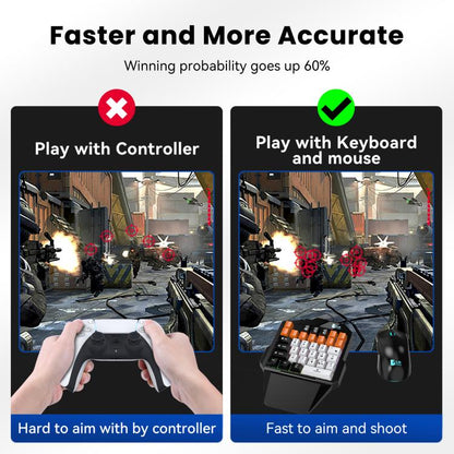 HXSJ Master-P5+V100+H300 Gaming Keyboard and Mouse Adapter Set for PS5, Master-P5+V100+H300