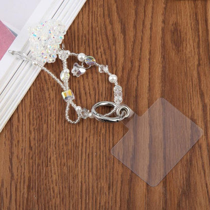 Braided Heart Beaded Phone Charm Wrist Strap with Tether Pad for Women Girls