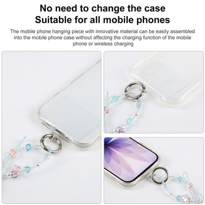 Braided Heart Beaded Phone Charm Wrist Strap with Tether Pad for Women Girls