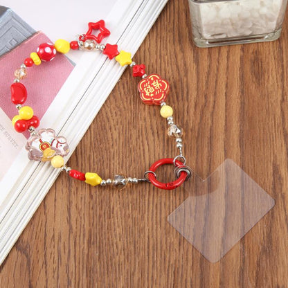 Horse Stars Beaded Phone Charm Wrist Strap with Tether Pad for Women Girls