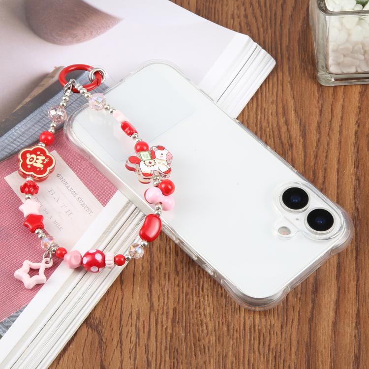 Horse Stars Beaded Phone Charm Wrist Strap with Tether Pad for Women Girls