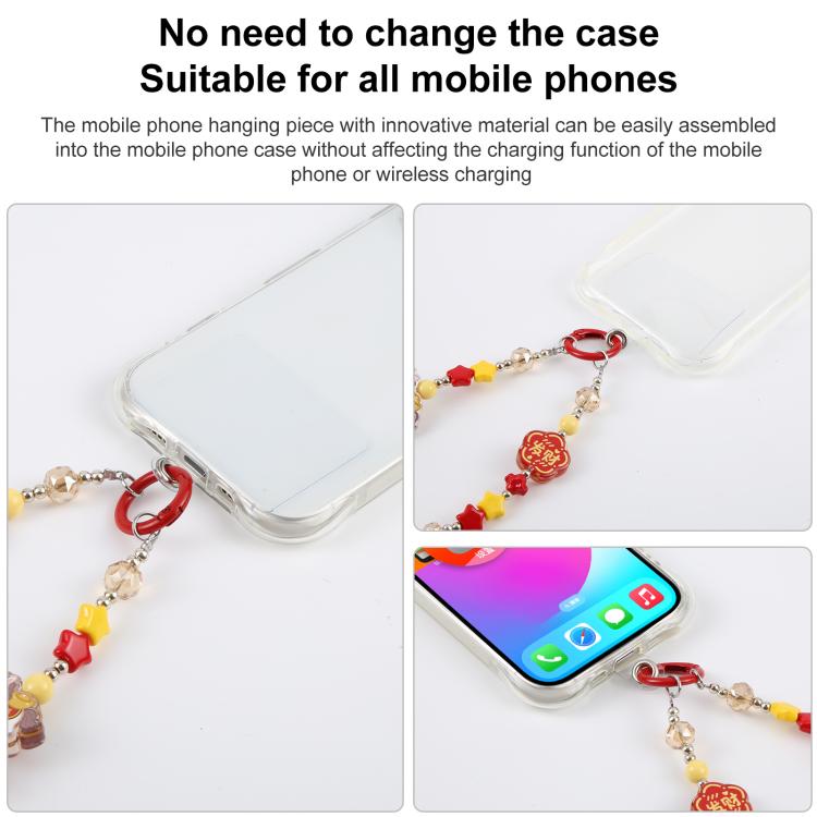Horse Stars Beaded Phone Charm Wrist Strap with Tether Pad for Women Girls