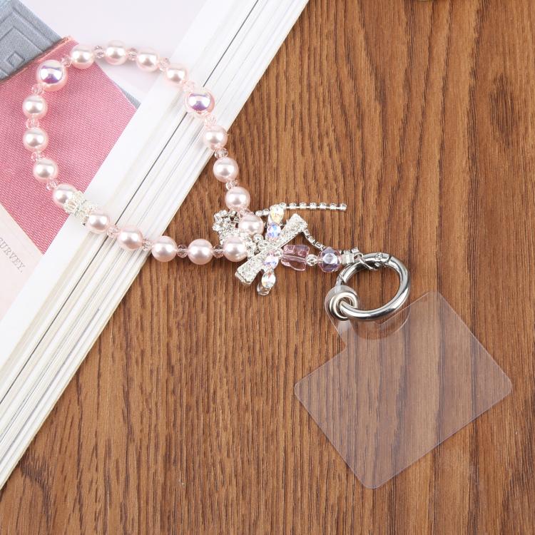 Bow Tassel Beaded Phone Charm Wrist Strap with Tether Pad for Women Girls
