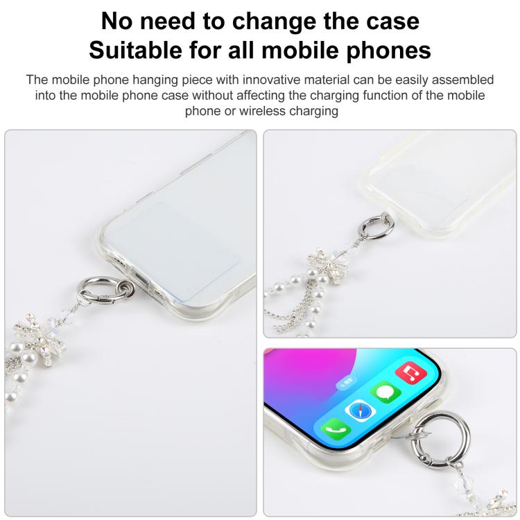 Bow Tassel Beaded Phone Charm Wrist Strap with Tether Pad for Women Girls