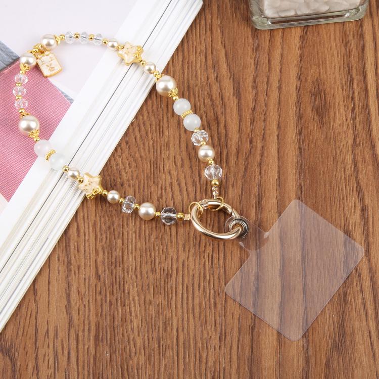 Lucky Beaded Phone Charm Wrist Strap with Tether Pad for Women Girls