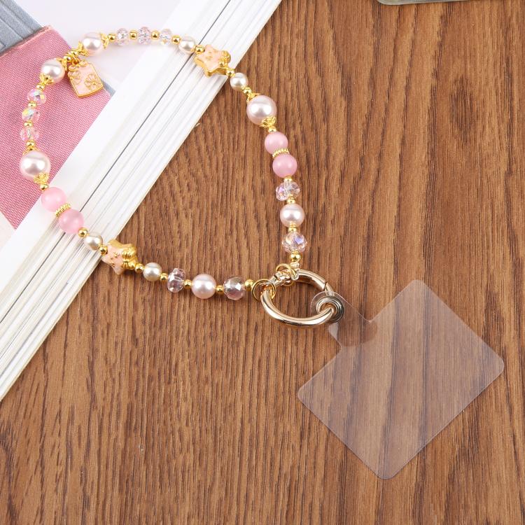Lucky Beaded Phone Charm Wrist Strap with Tether Pad for Women Girls