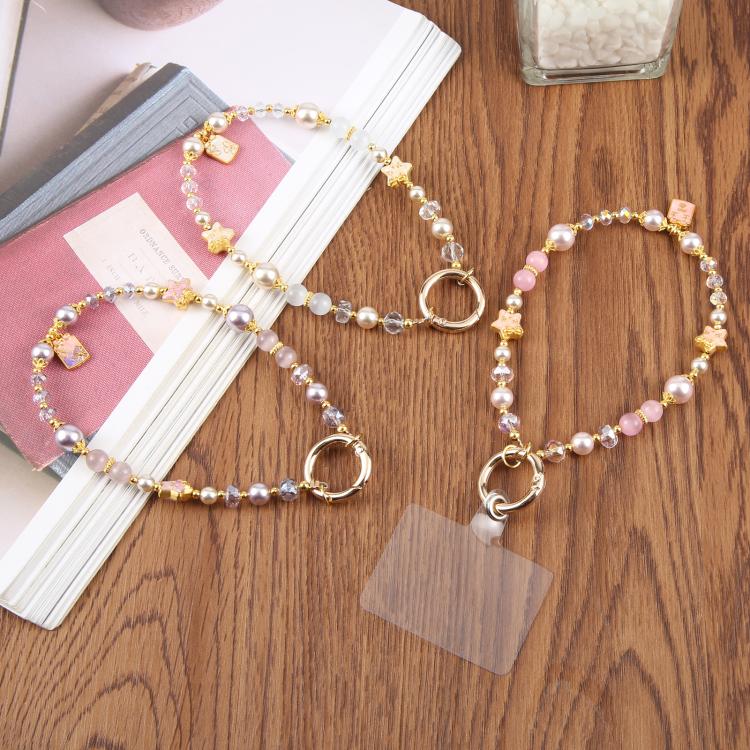 Lucky Beaded Phone Charm Wrist Strap with Tether Pad for Women Girls